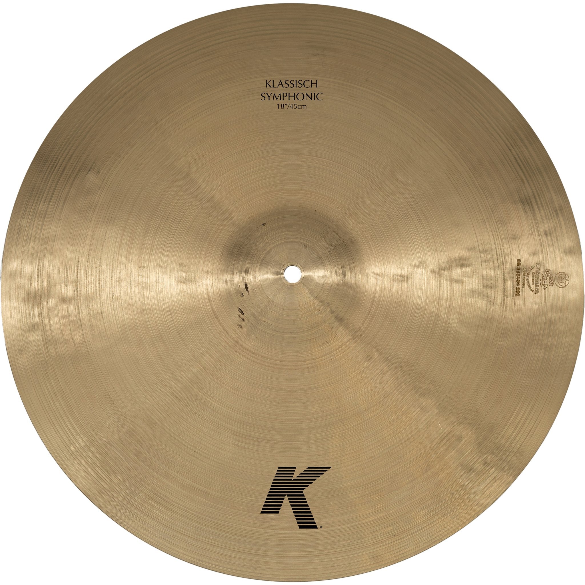 Zildjian 18" K Klassisch Symphonic Suspended Cymbal Top