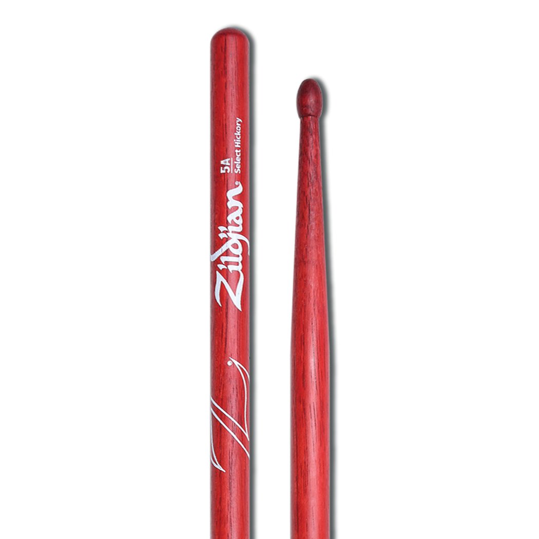 Zildjian 5A Red Finish Wood Tip Drumsticks - Image 2