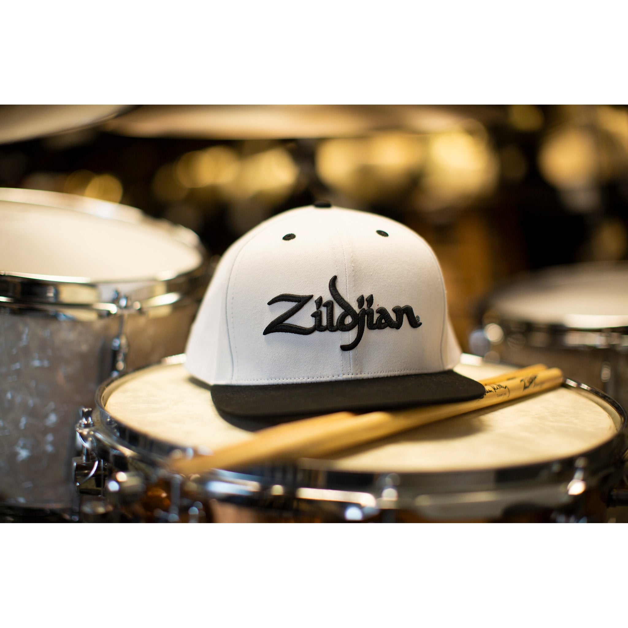 Zildjian 6 Panel Snapback Hat - White - Image 3