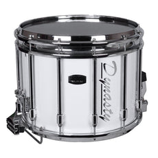 14" Dynasty DFZ Marching Snare Drum - White w/ Aluminum Polished Hardware MS-Z14WA-W