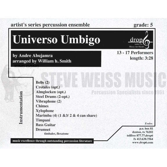 Abujamra-Universo Umbigo arr. Smith (SP)-2B/2V/C/cro./ almgl./X/4M/2 steel drs./4T/DS/P/BG