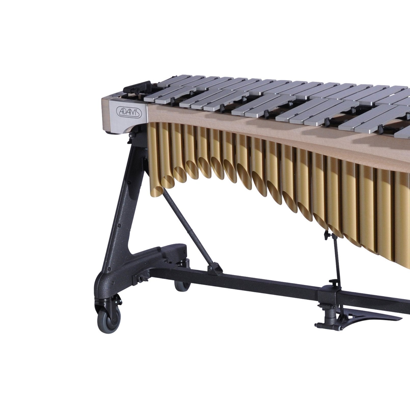 Adams Alpha Series 3.5 Octave Vibraphone, Silver Bars, w/Motor and Apex Frame White Wash Rails, Gold Resonators ADM-VAWA35S/9W3