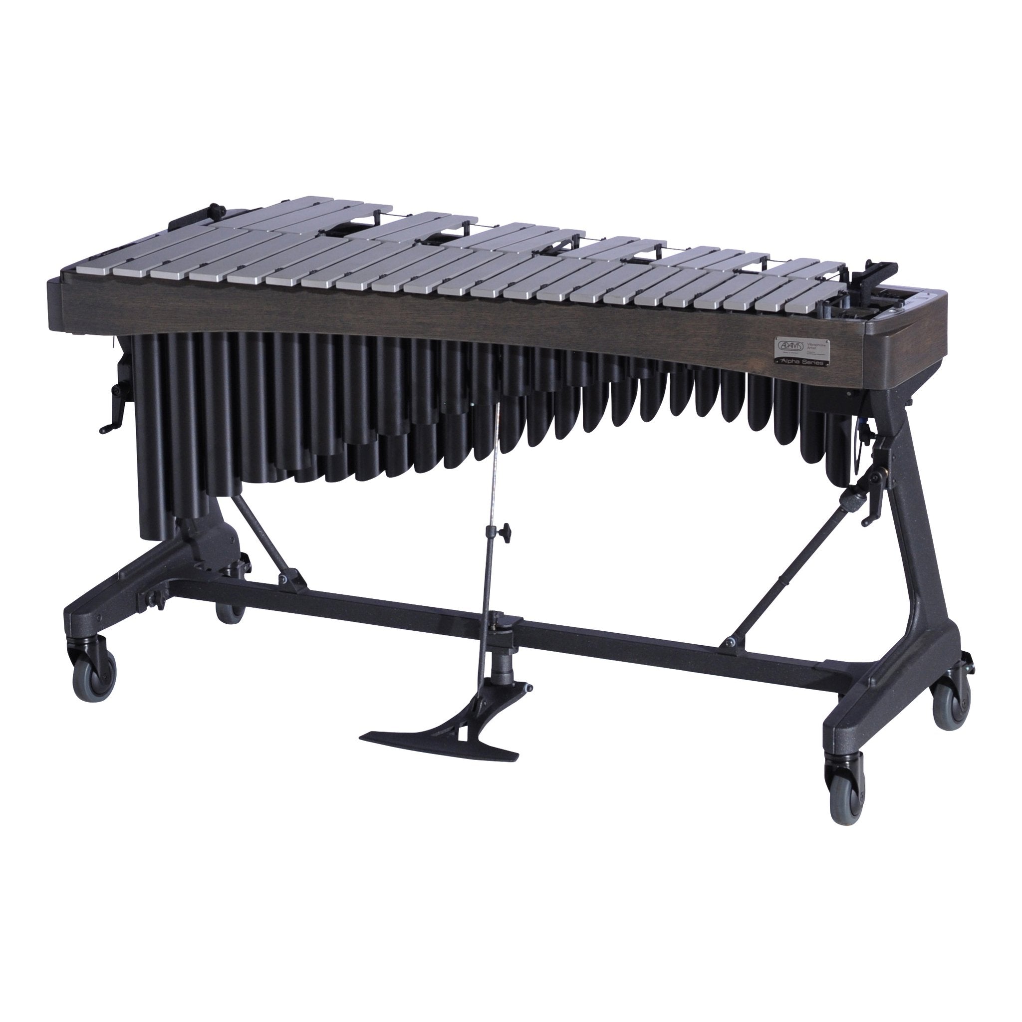 Adams Alpha Vibraphone Silver Bars Graphite Rails Players Side