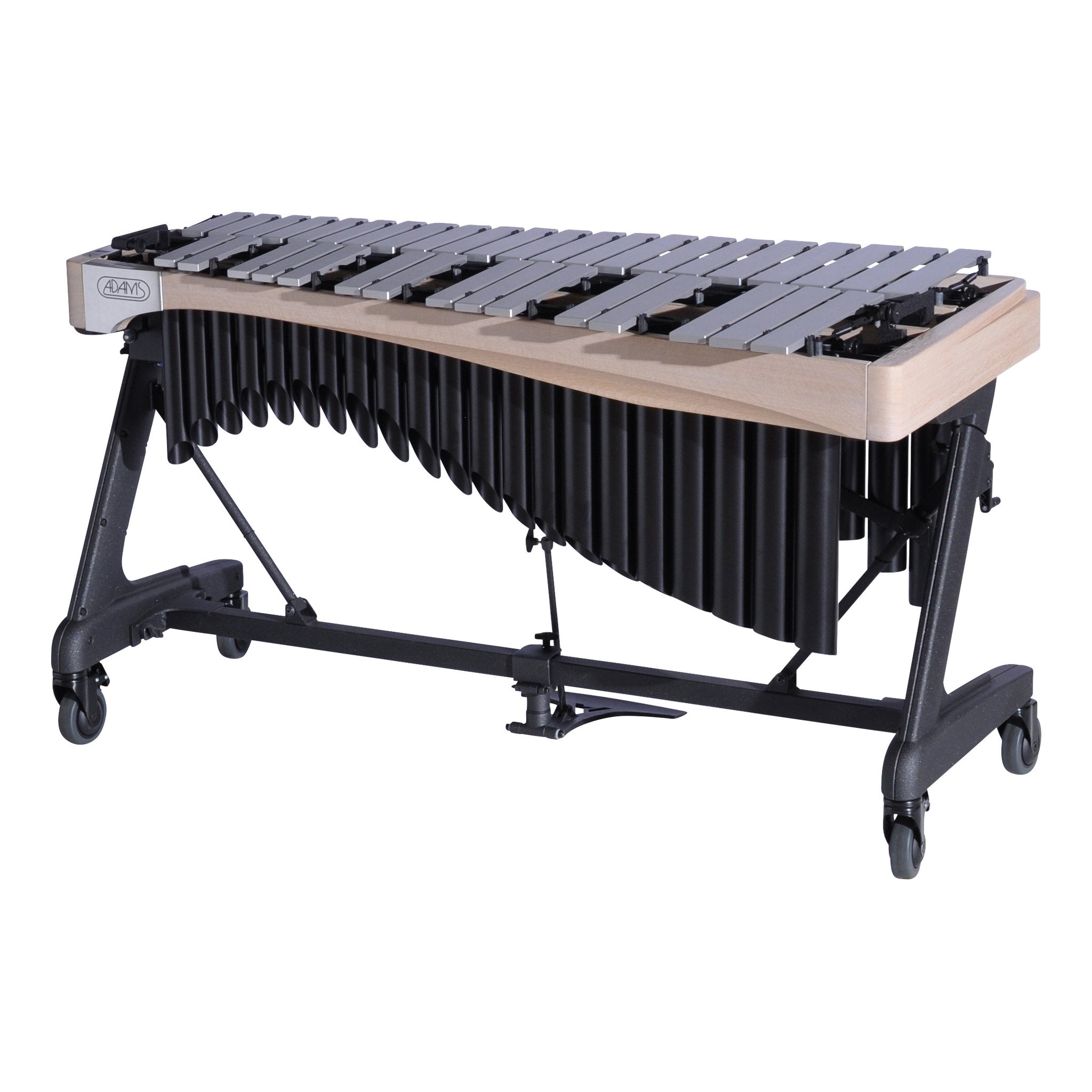 Adams Alpha Vibraphone with Silver Bars, Black Resonators, and Whitewash Rails Audience Side