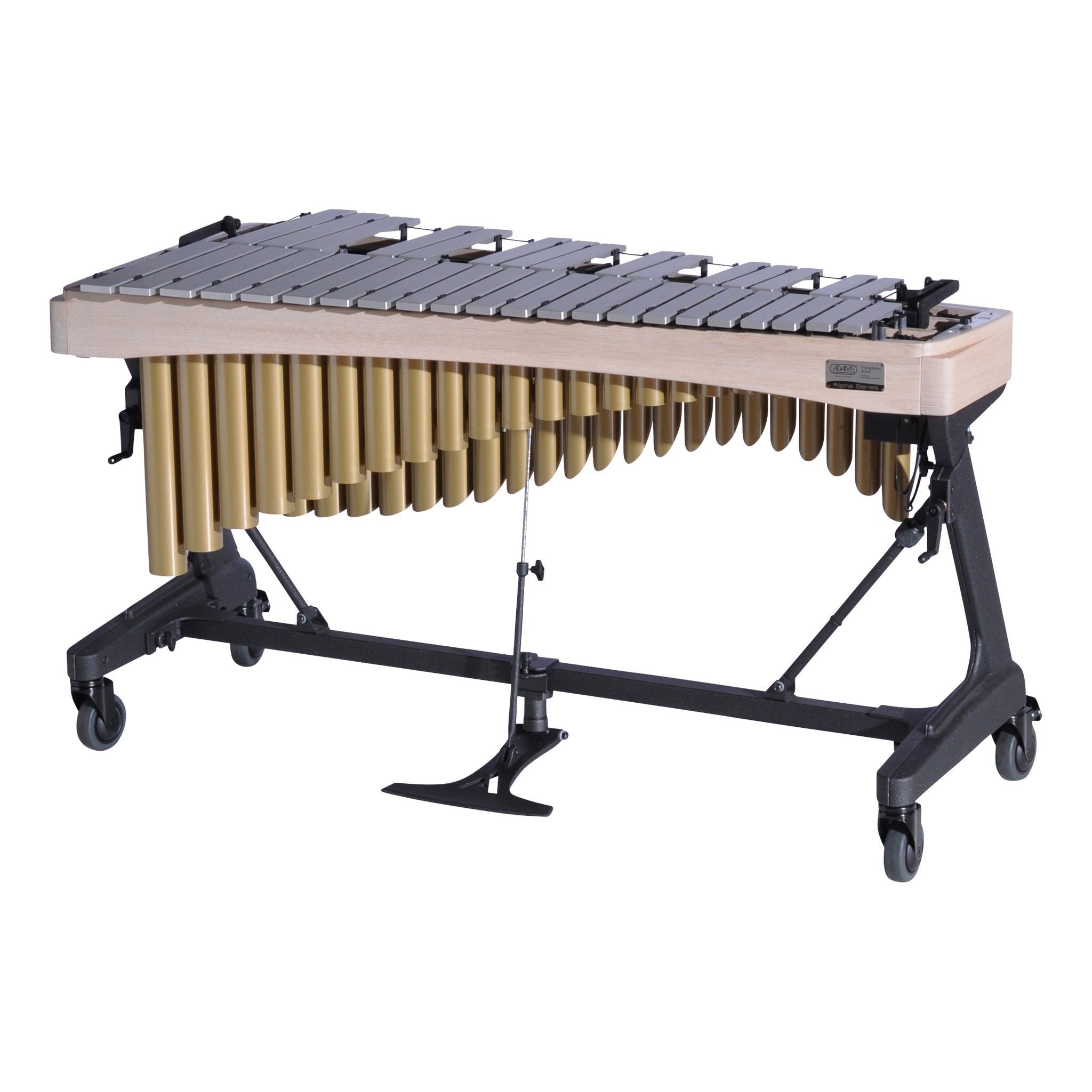 Adams Alpha Vibraphone with Silver Bars, Gold Resonators and Whitewash Rails Players Side