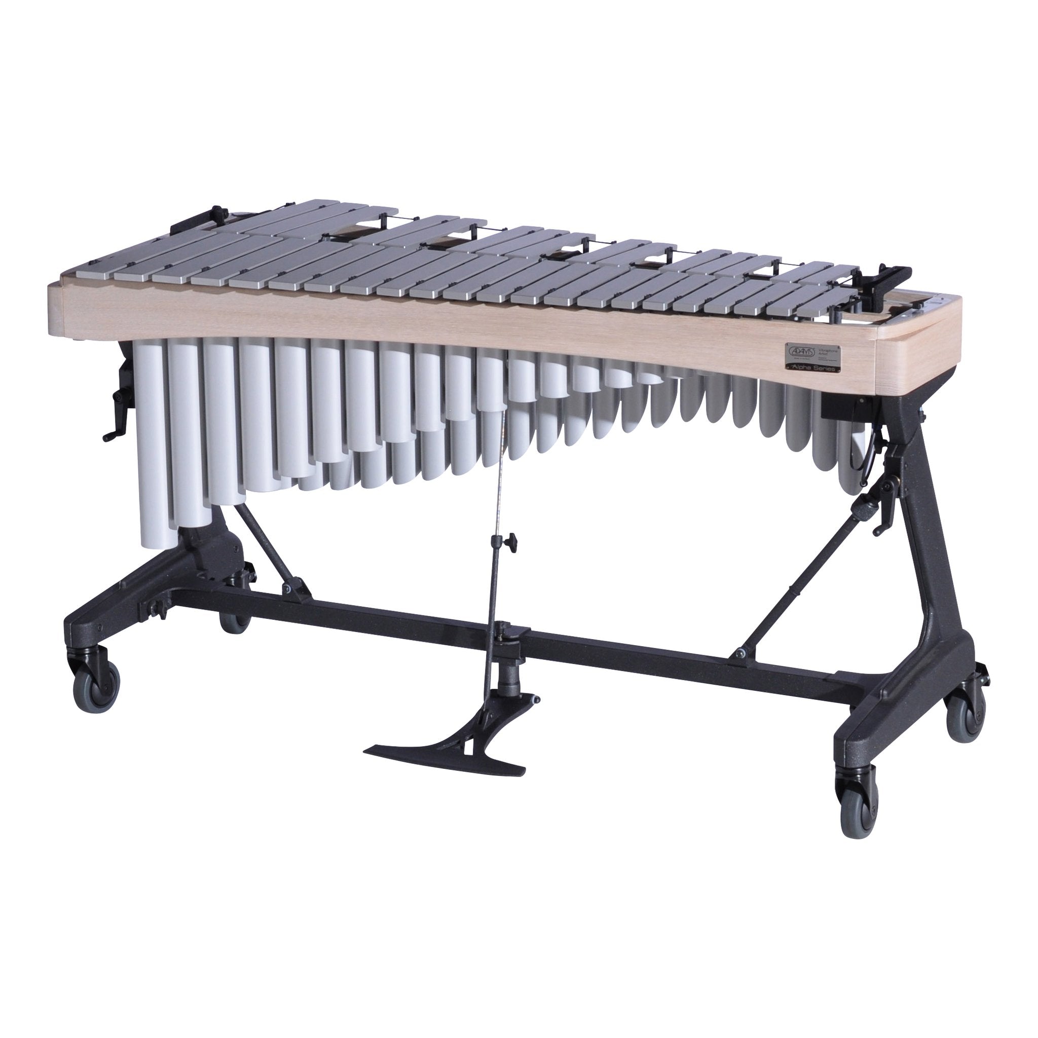 Adams Alpha Vibraphone with Silver Bars, Silver Resonators and Whitewash Rails Players Side