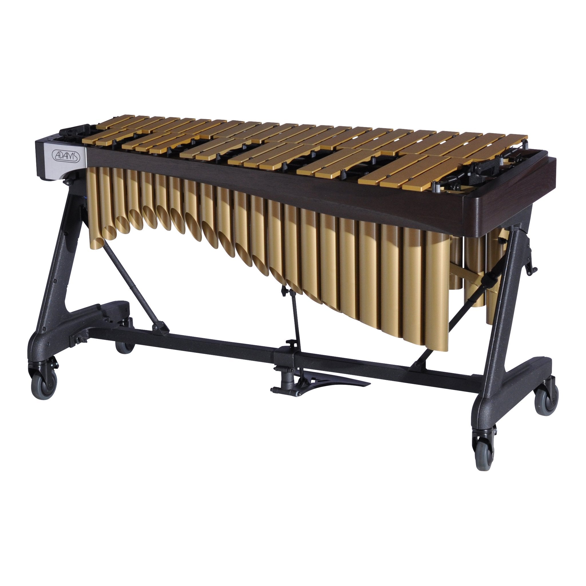 Adams Alpha Vibraphone with Gold Bars, Gold Resonators and Espresso Rails Audience Side