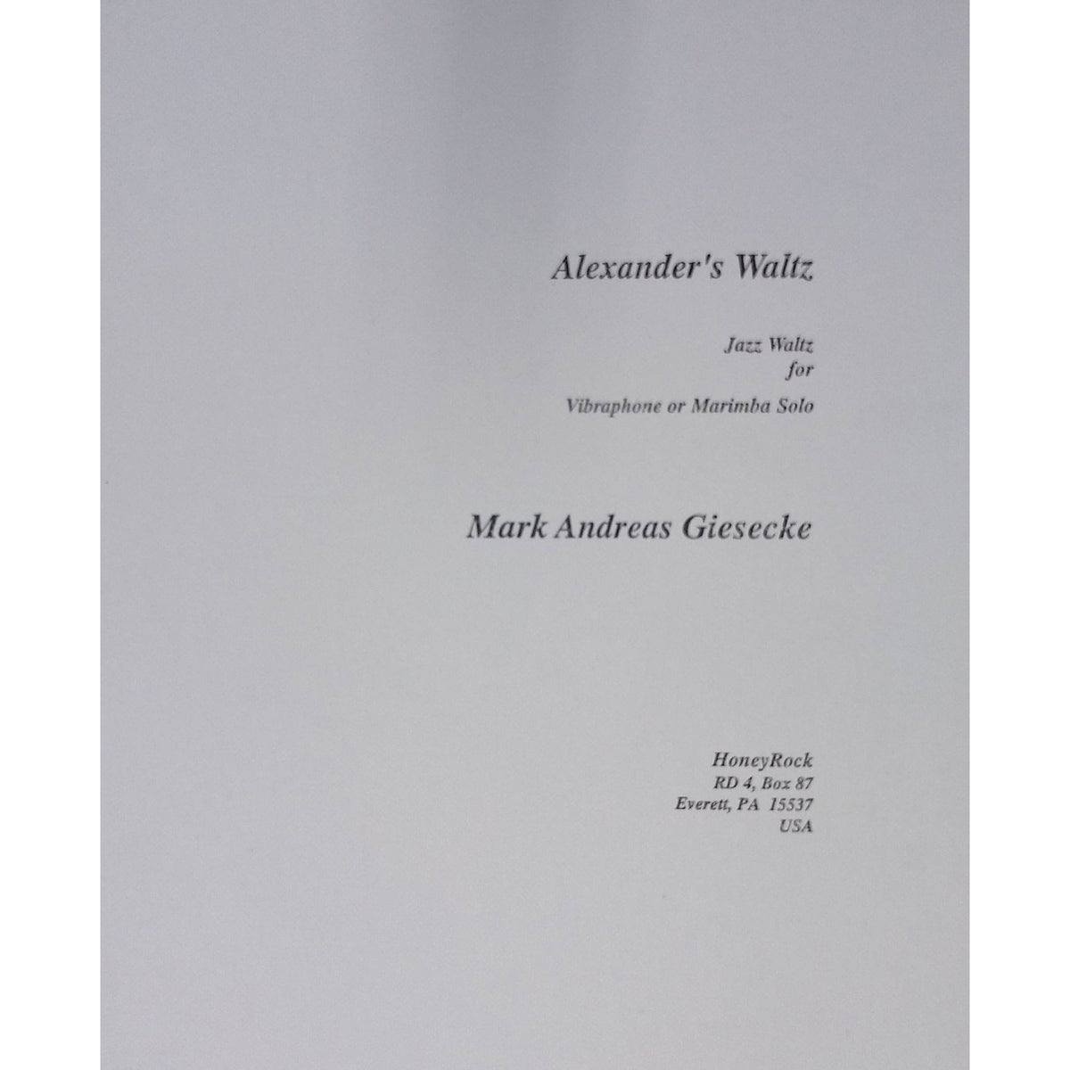 Alaxanders Waltz by Mark Andreas Giesecke