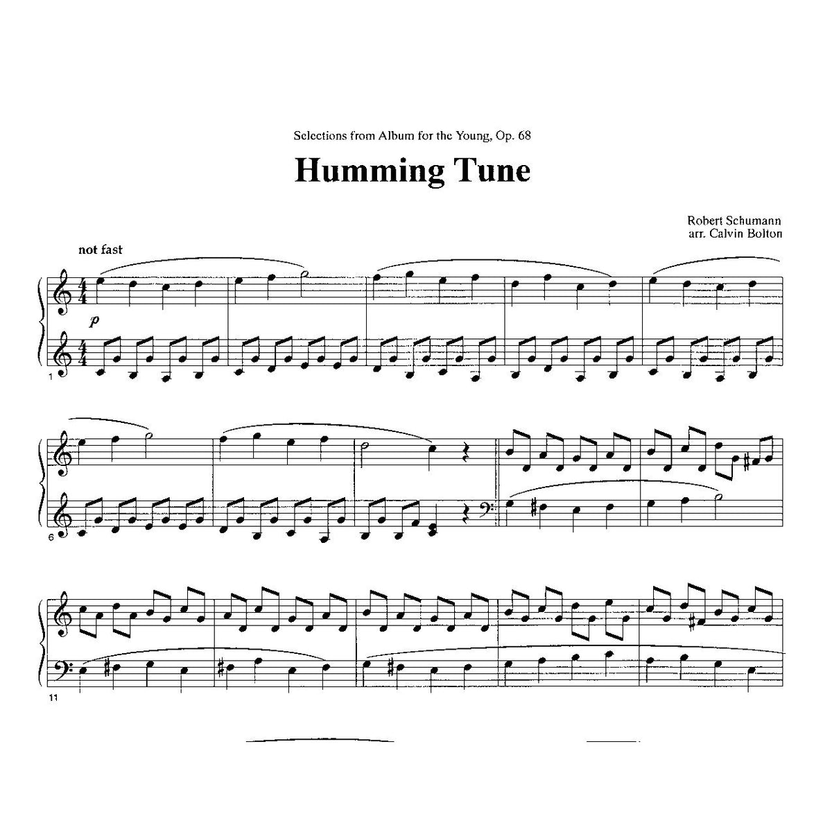Album for the Young, Op. 68 Schumann arr Calvin Bolton Score Sample