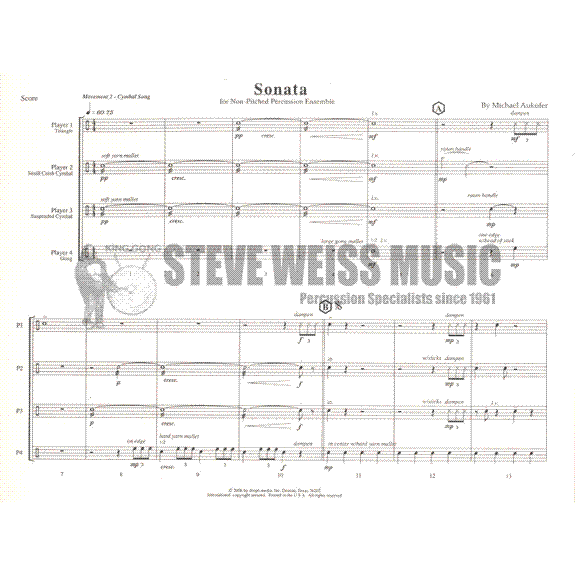 Aukofer-Sonata for Non-Pitched Percussion Ensemble (SP)- /DS