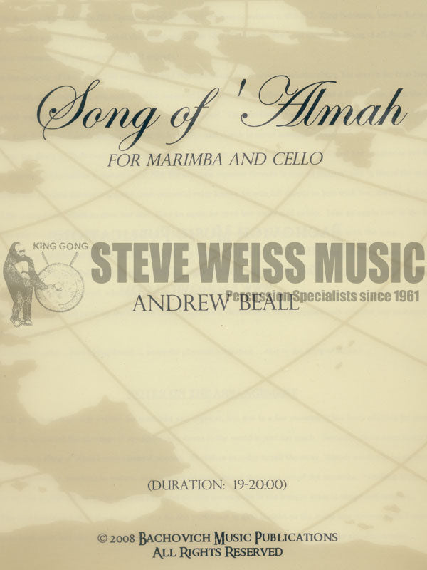 Beall-Song of Almah MARIMBA/CELLO VERSION (2S)-M/VC