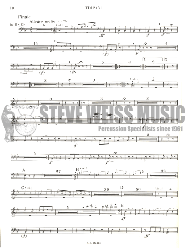 Beethoven-Symphonies 1-5-Timpani Parts (Rev. Remy)