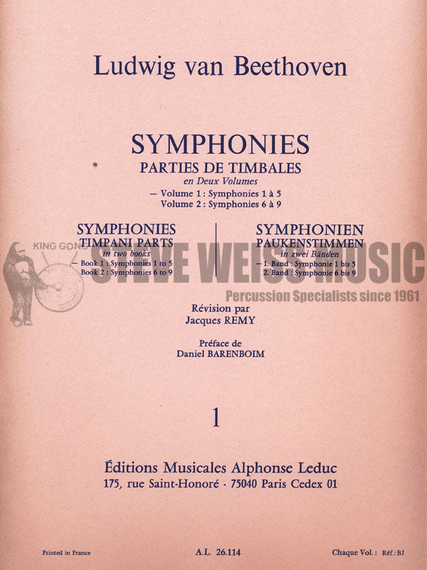 Beethoven-Symphonies 1-5-Timpani Parts (Rev. Remy)