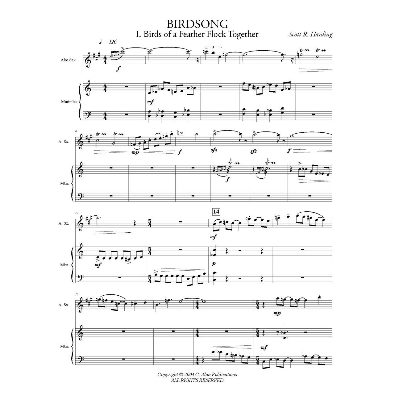 Birdsong by Scott Harding Sheet Music Score Sample