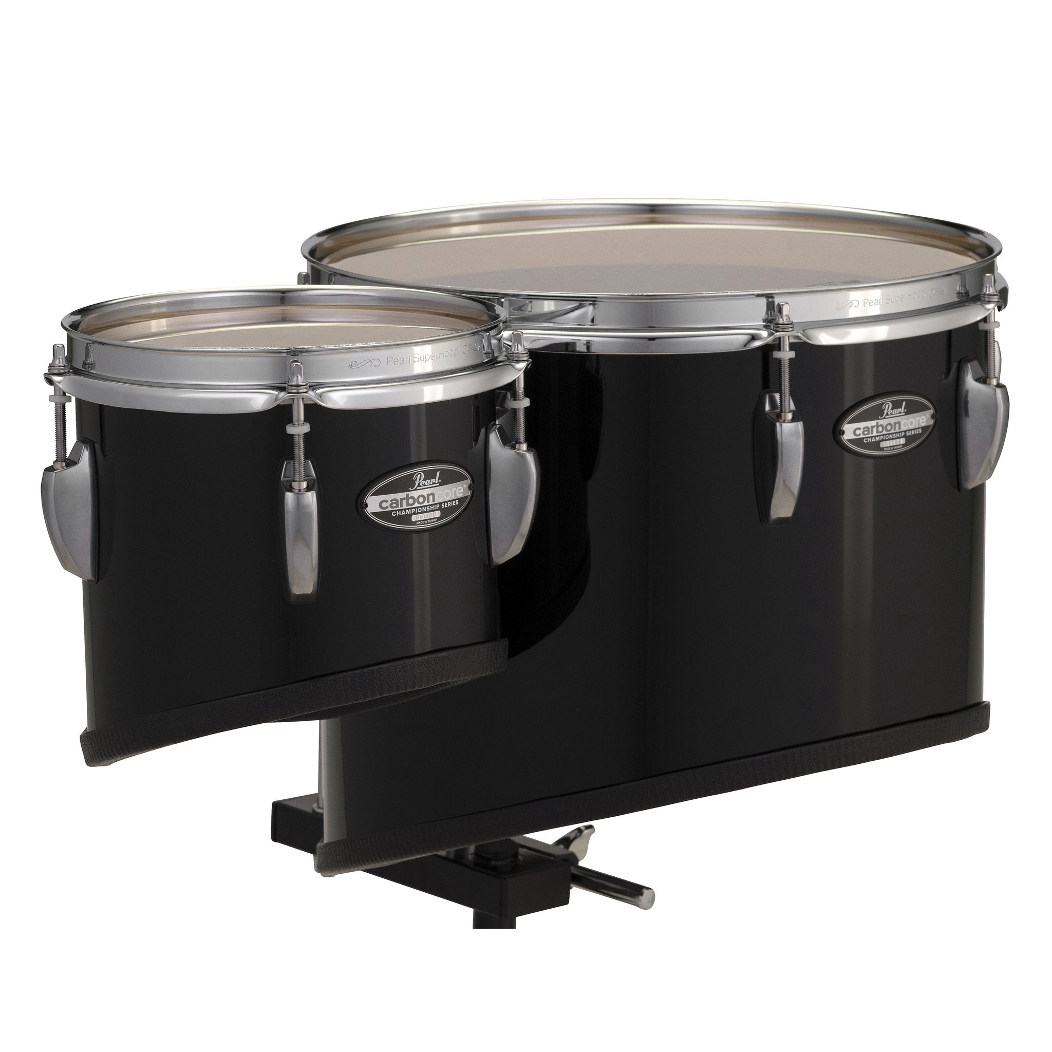 Black Lacquer - Pearl Championship Series Set of 2 Marching Tenor Drums PMTML148ST/A103 Right Angle
