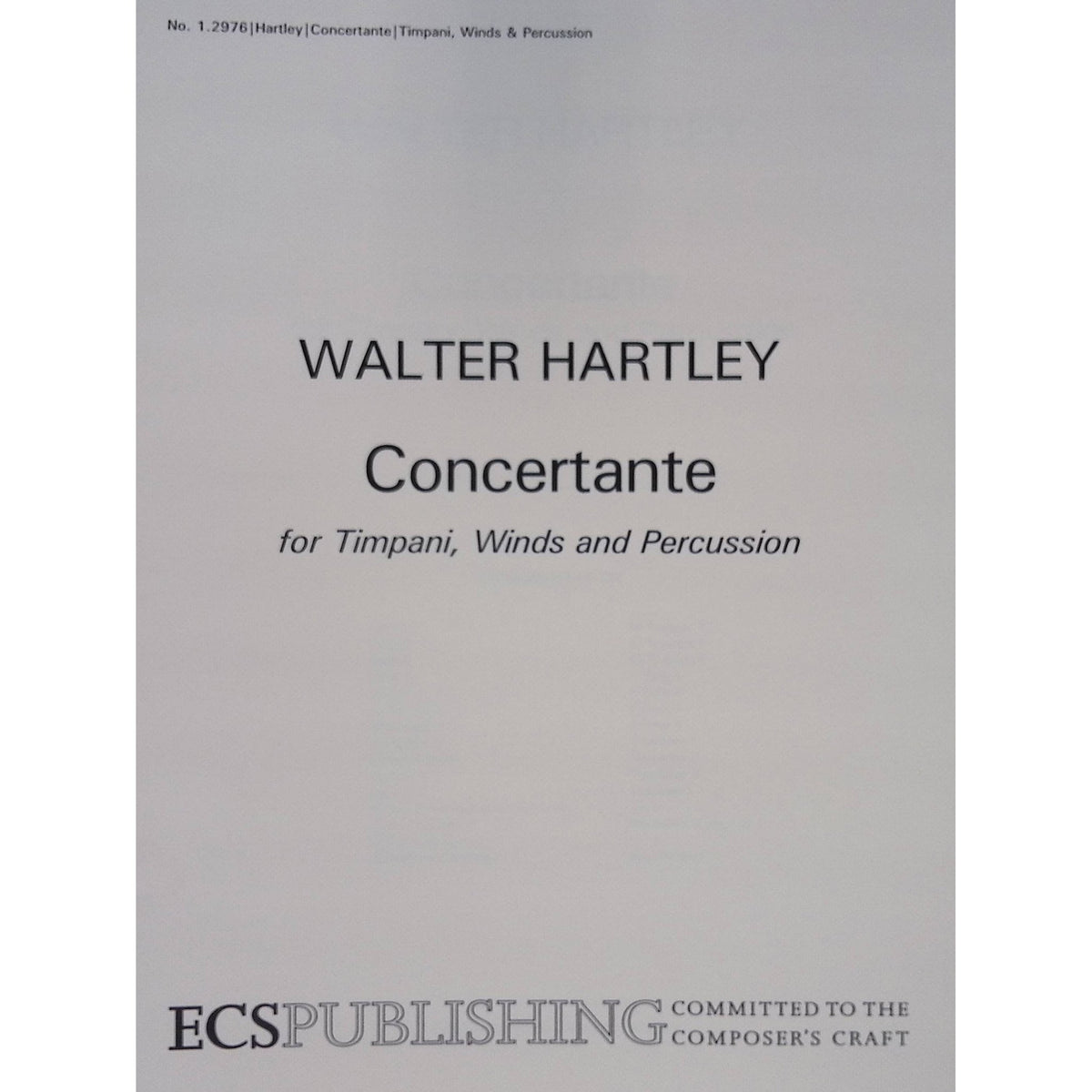 Concertante for Timpani Winds-and Percussion by Walter Hartley