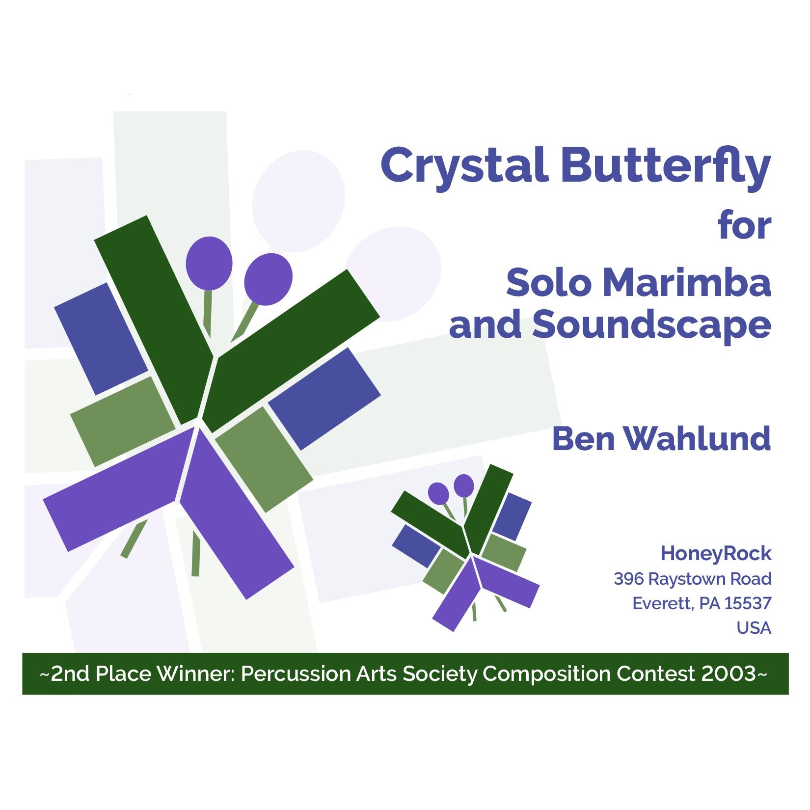 Crystal Butterfly for Solo Marimba and Soundscape by Ben Wahlund