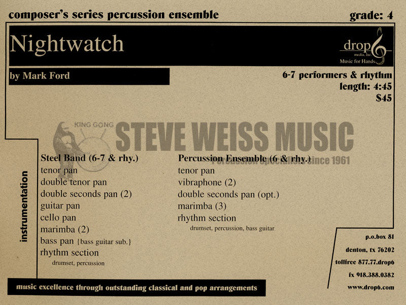 Ford-Night Watch (SP)-2V/3M/steel drs./P/BG or steel band