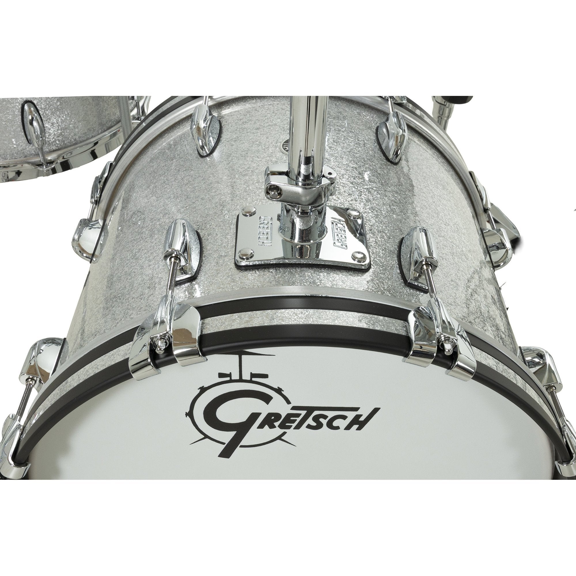 Gretsch Brooklyn 3-piece Drum Set Shell Pack - 18" Bass Drum - Silver Sparkle GBKT-J483-012 bass detail