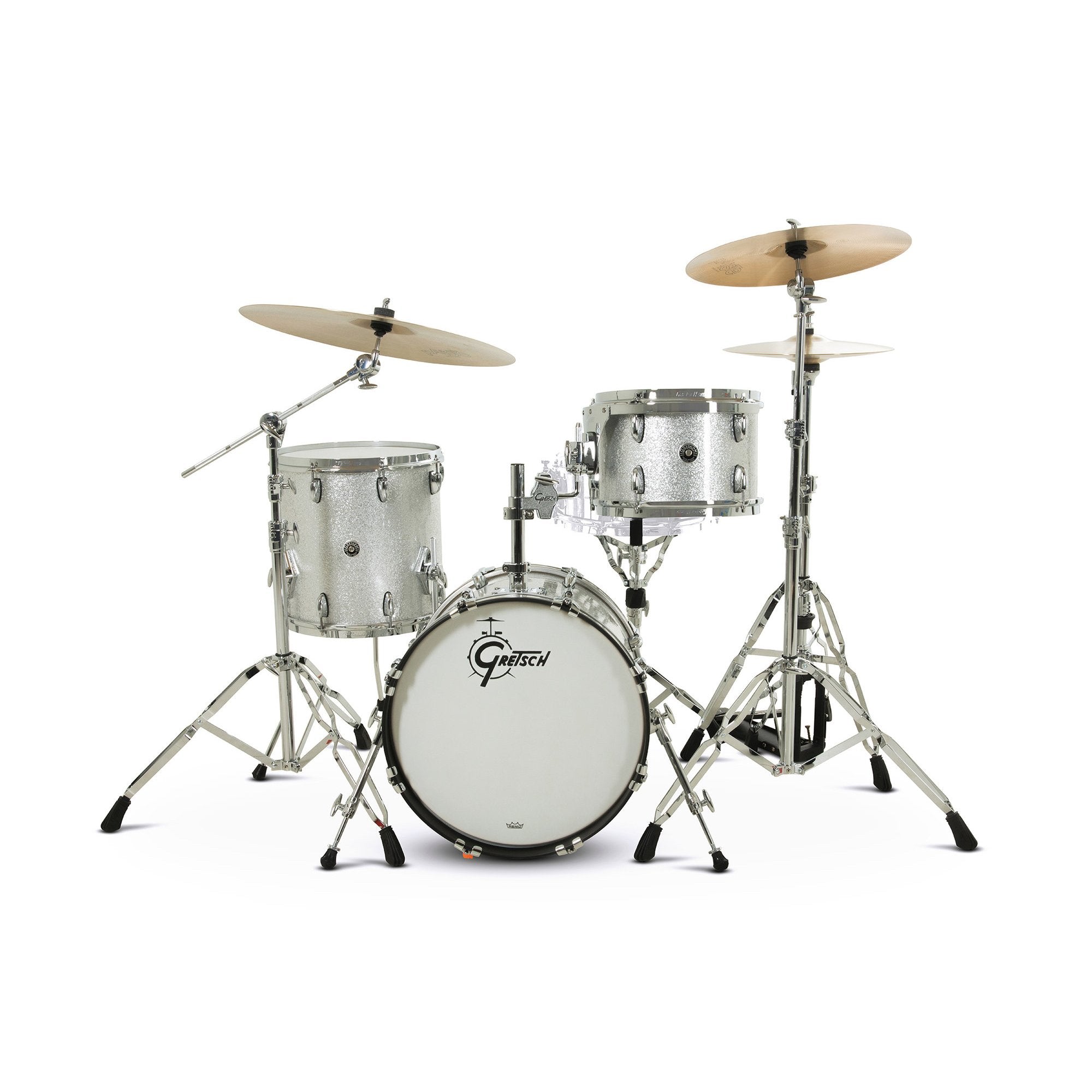 Gretsch Brooklyn 3-piece Drum Set Shell Pack - 18" Bass Drum - Silver Sparkle GBKT-J483-012  Front