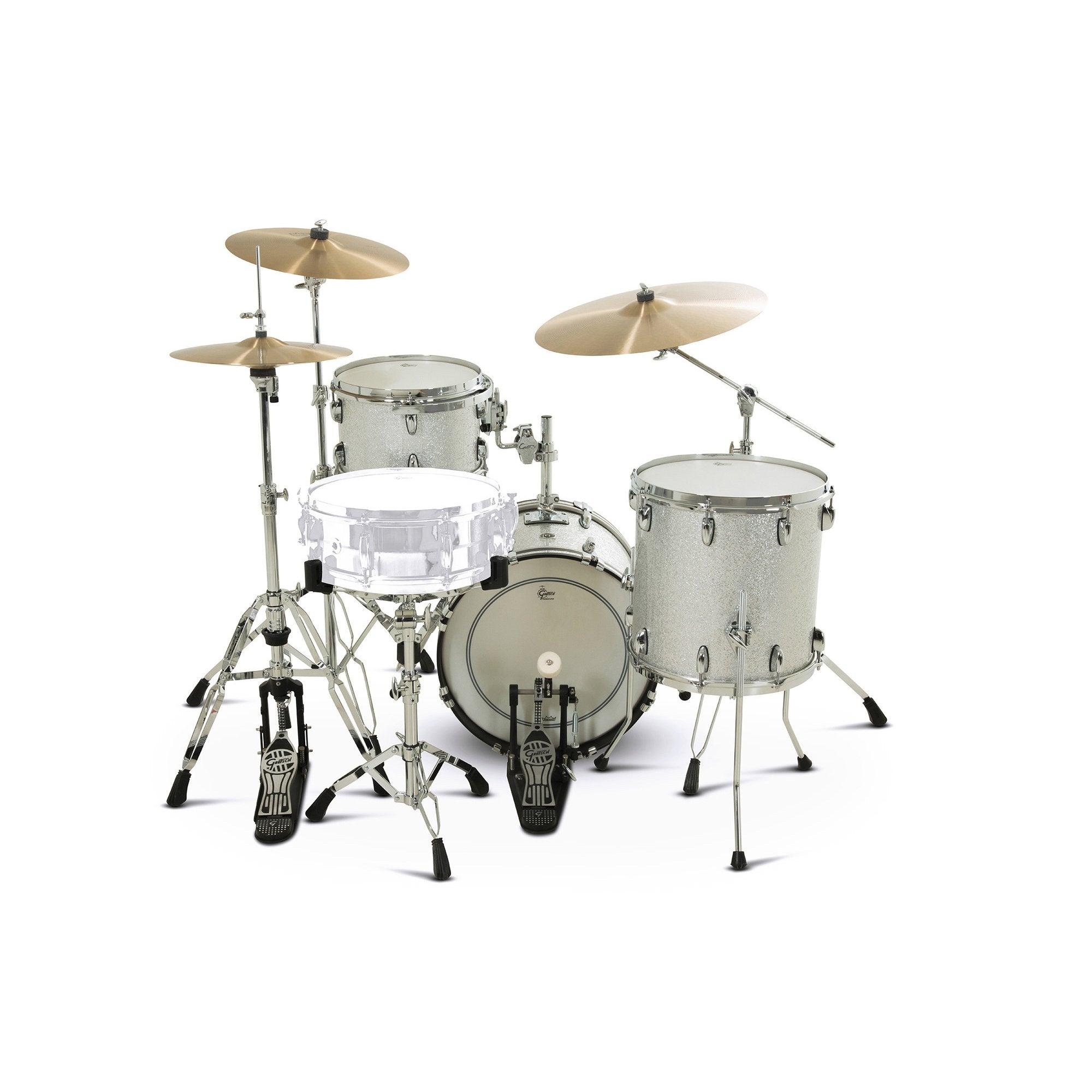 Gretsch Brooklyn 3-piece Drum Set Shell Pack - 18" Bass Drum - Silver Sparkle GBKT-J483-012  Player View
