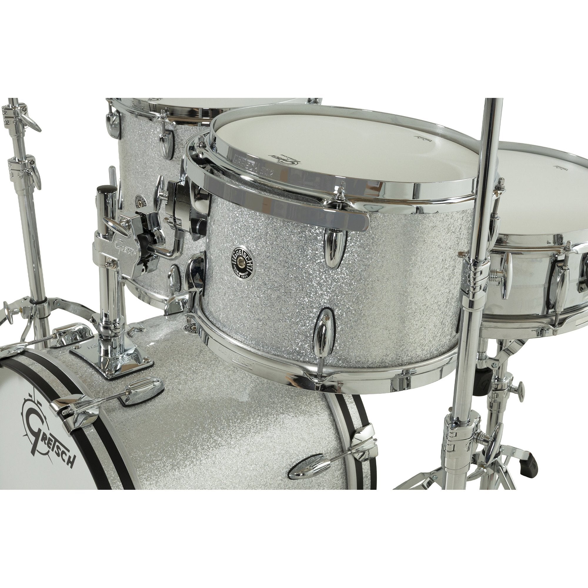 Gretsch Brooklyn 3-piece Drum Set Shell Pack - 18" Bass Drum - Silver Sparkle GBKT-J483-012  tom  detail