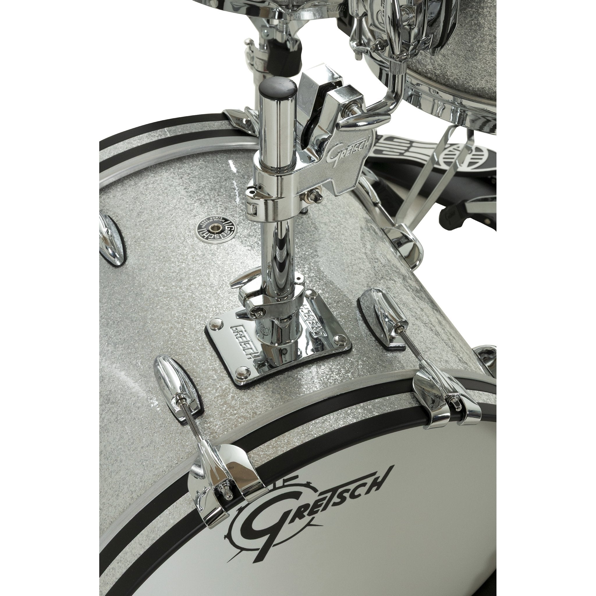 Gretsch Brooklyn 3-piece Drum Set Shell Pack - 18" Bass Drum - Silver Sparkle GBKT-J483-012  tom mount
