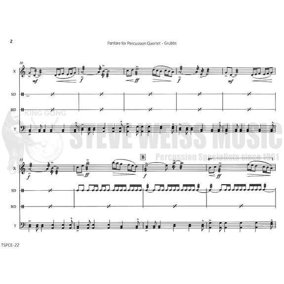 Grubbs-Fanfare for Percussion Quartet (SP)-X/C/opt. B/4T/P