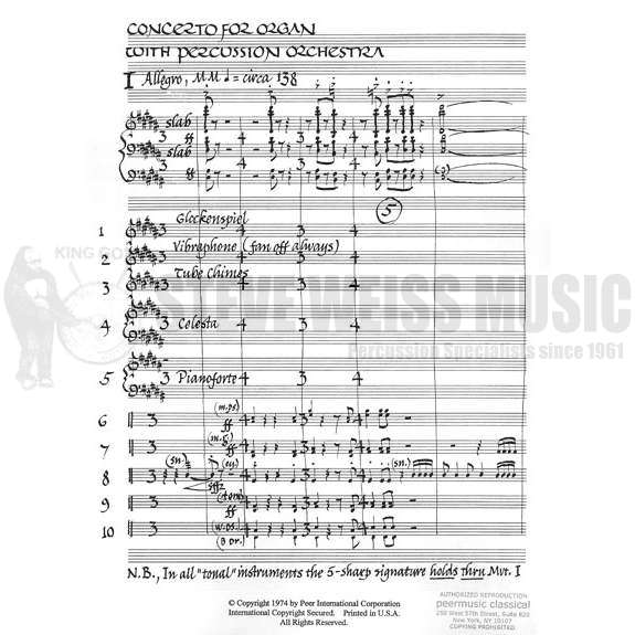 Harrison-Concerto for Organ with Perc. Orch. (S)-B/V/C/ Cel./P/PN/OR