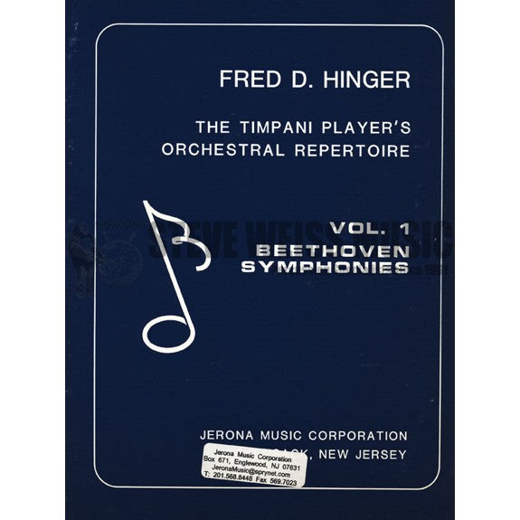 Hinger-Timpani Player's Orchestral Repertoire Vol. I-Beethoven