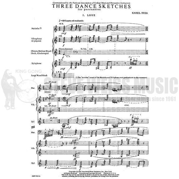 Husa-Three Dance Sketches (S)-P/4T/Crot/5 Handbells