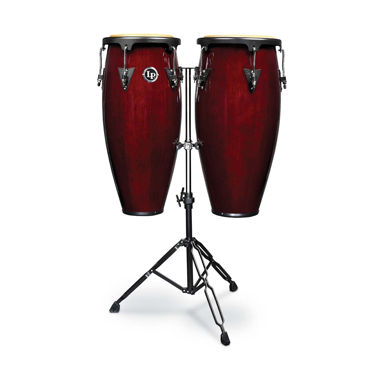 LP Aspire Wood Conga Set with Stand - 10" & 11" - Dark Wood - Image 1