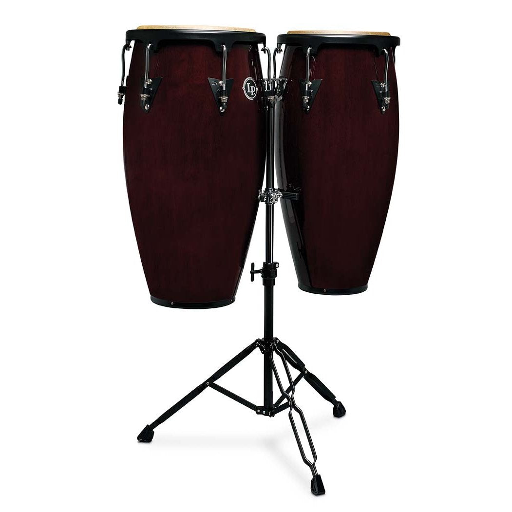 LP Aspire Wood Conga Set with Stand - 11" & 12" - Dark Wood - Image 1