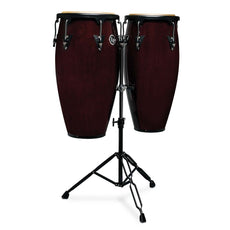 LP Aspire Wood Conga Set with Stand - 11" & 12" - Dark Wood - Image 1