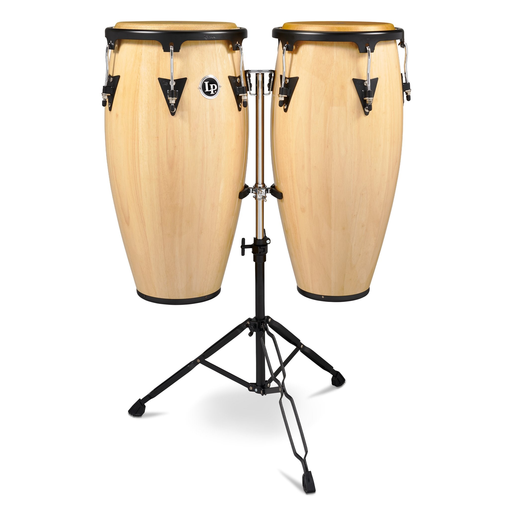 LP Aspire Wood Conga Set with Stand - 11" & 12" - Natural Wood - Image 1