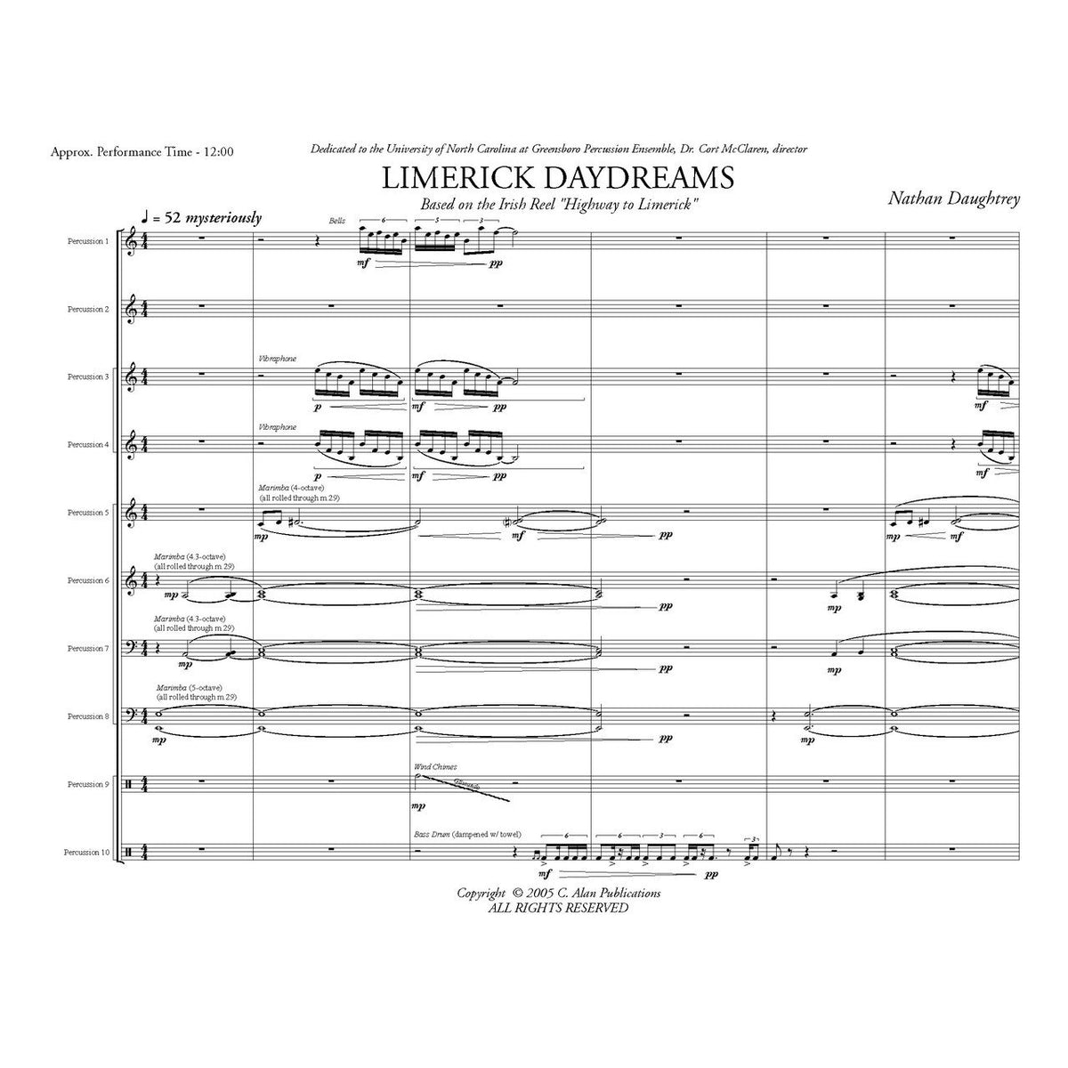 Limerick Daydreams by Nathan Daughtrey score sample page