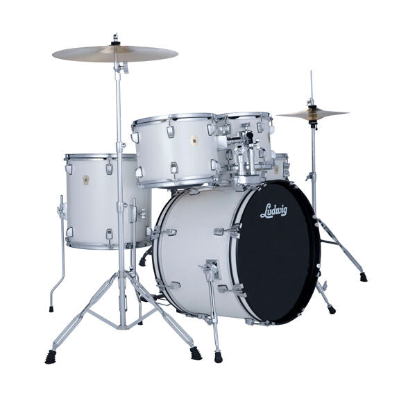 Ludwig Accent 5pc Drum Set - 20" Bass Drum - Snow Dust Finish