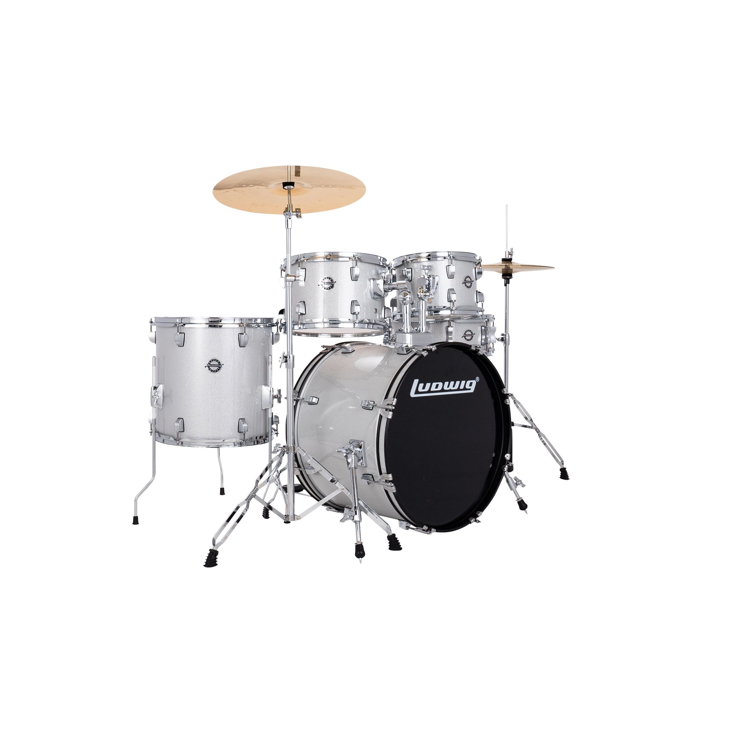 Ludwig Accent CS Combo Fusion Drum Set - 20" Bass Drum - Silver Sparkle - Image 1