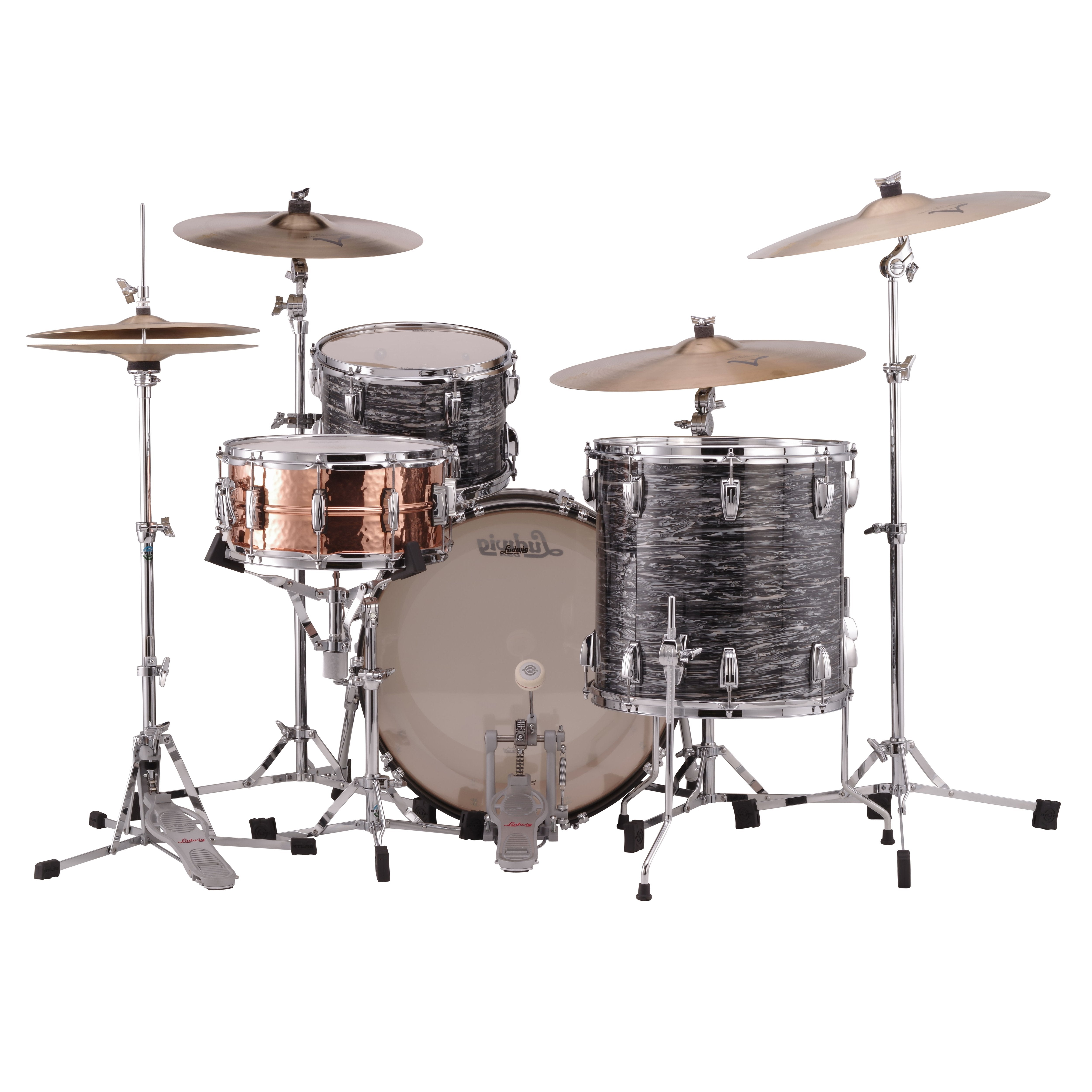 Ludwig Classic Maple Fab 3-Piece Shell Pack Drum Set - 22" Bass Drum - Vintage Black Oyster - Image 3