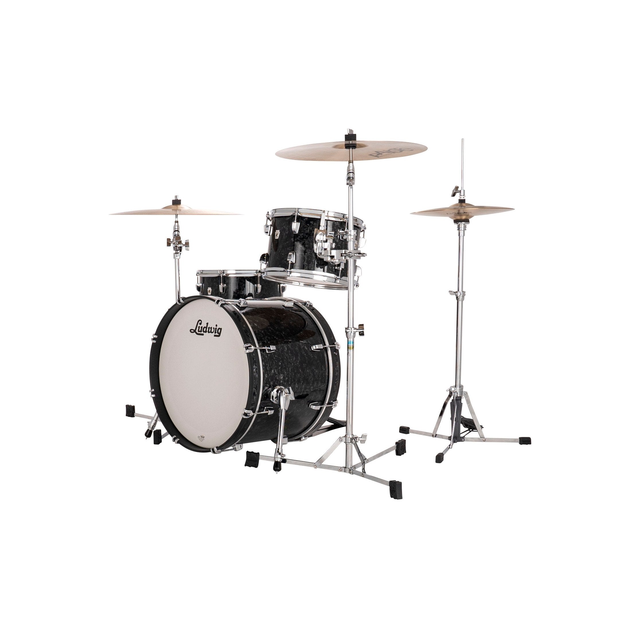Ludwig NeuSonic Downbeat 3-piece Drum Set Shell Pack - Ebony Pearl - Image 2