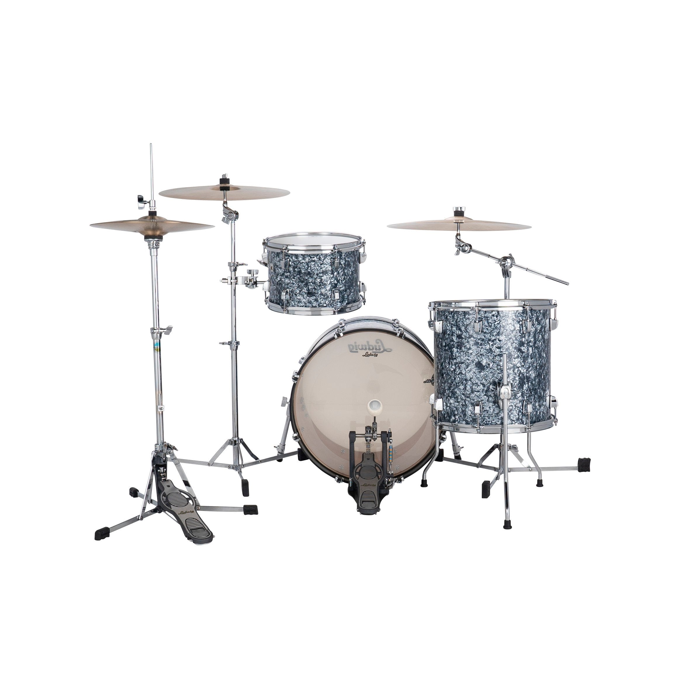 Ludwig NeuSonic Downbeat 3-piece Drum Set Shell Pack - Steel Blue Pearl - Image 2