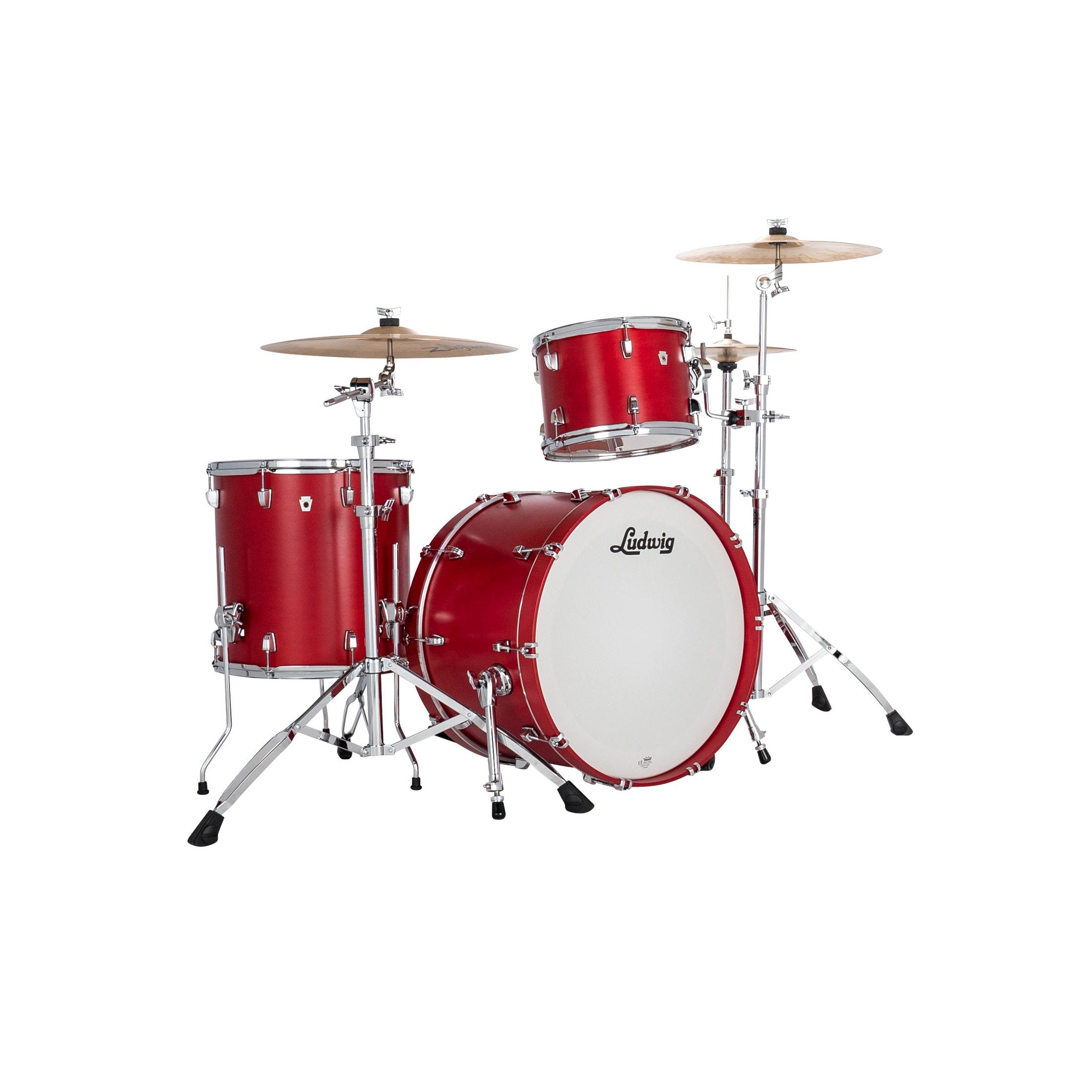 Ludwig NeuSonic Fab 3-piece Drum Set Shell Pack - Satin Diablo Red - Image 1