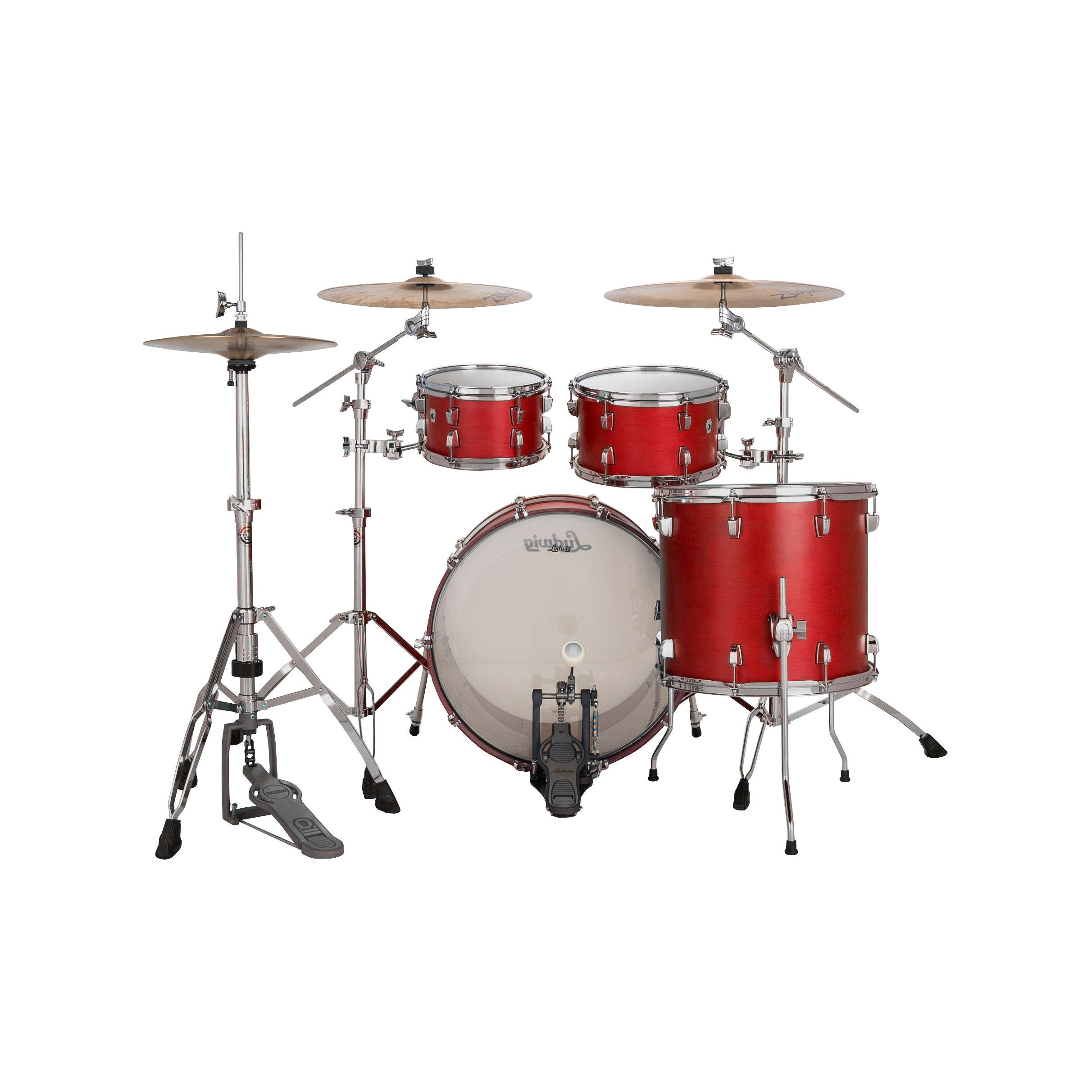 Ludwig NeuSonic Mod 4-piece Drum Set Shell Pack - Satin Diablo Red - Image 3