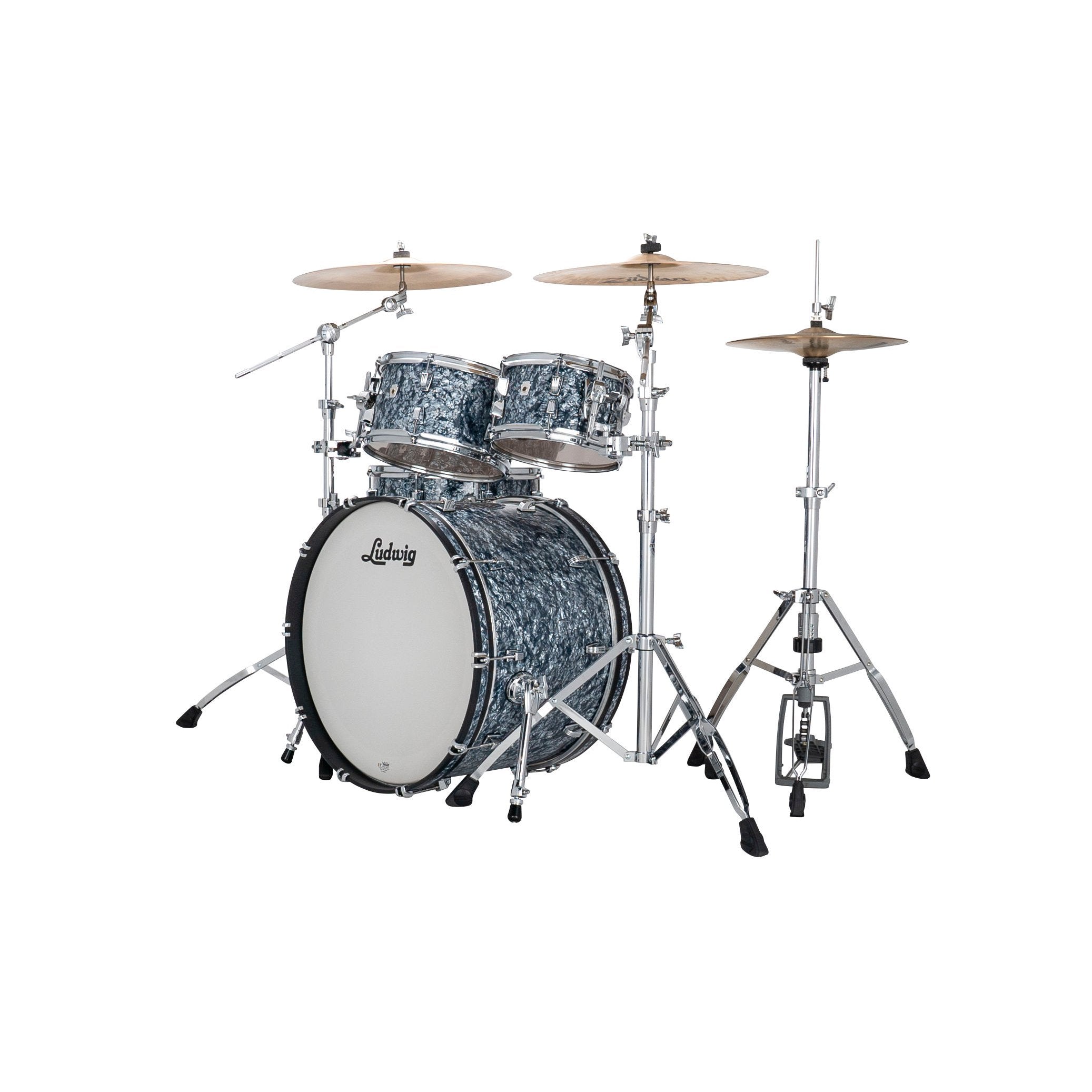 Ludwig NeuSonic Mod 4-piece Drum Set Shell Pack - Steel Blue Pearl - Image 2