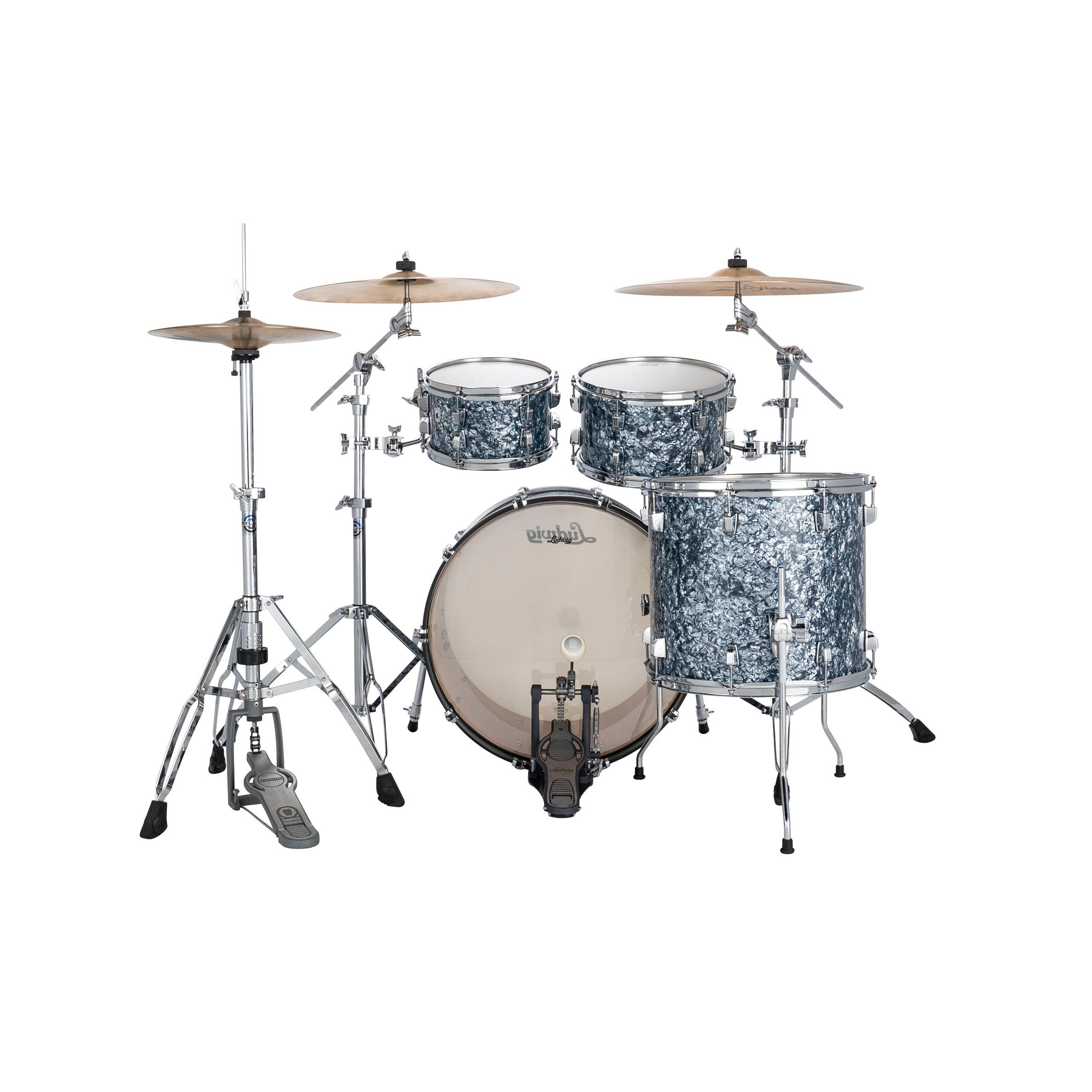 Ludwig NeuSonic Mod 4-piece Drum Set Shell Pack - Steel Blue Pearl - Image 3