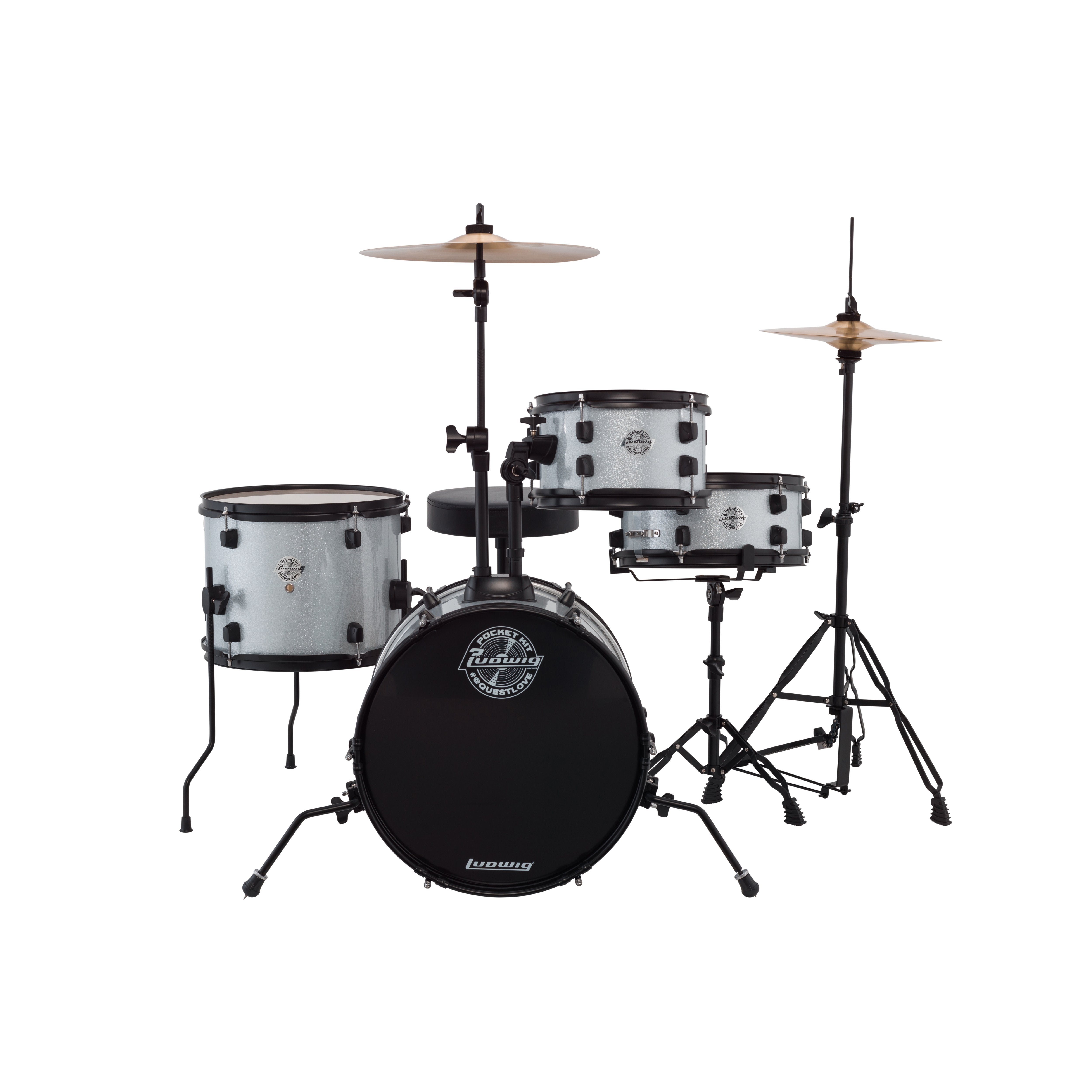 Ludwig Pocket Kit 4-piece Drum Set - 16" Bass Drum - White Sparkle - Image 2