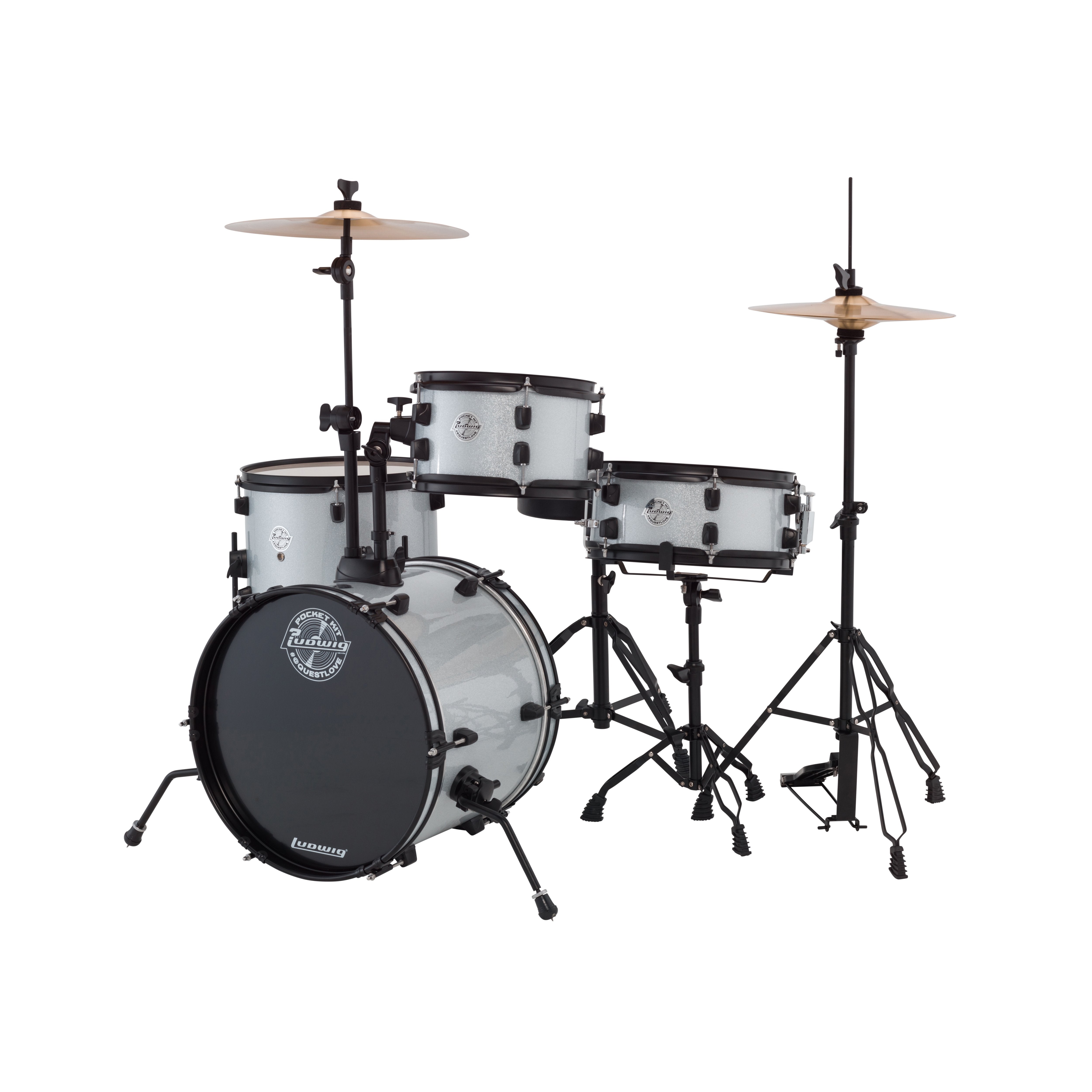 Ludwig Pocket Kit 4-piece Drum Set - 16" Bass Drum - White Sparkle - Image 1