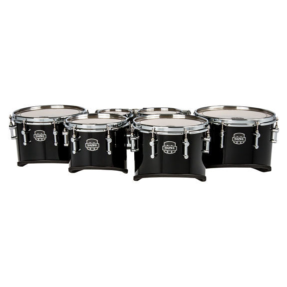 Mapex Quantum MkII California Cut Sextet 6,6,8,10,12,13 in Black (With Mapex Back Bar Installed)