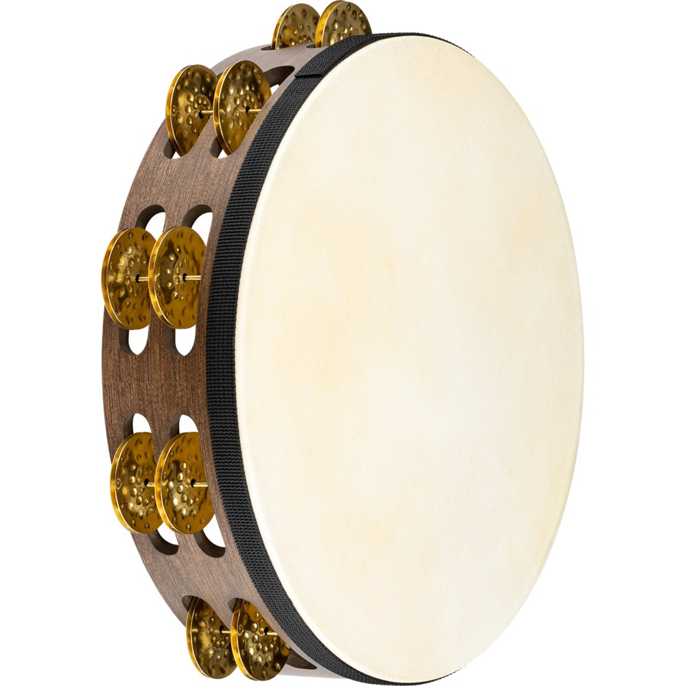 Meinl 10" Double Row Vintage Tambourine Walnut Brown - Brass Jingles - Image 2
