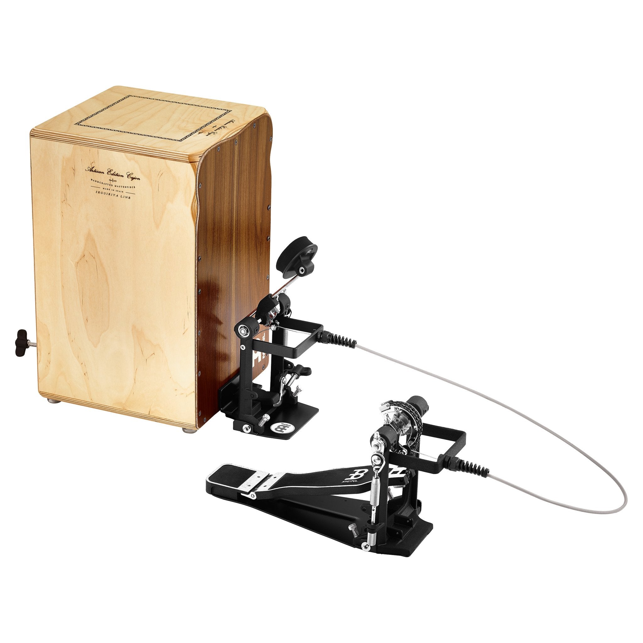 Meinl CPB4 Beater in use on cajon with remote cajon pedal
